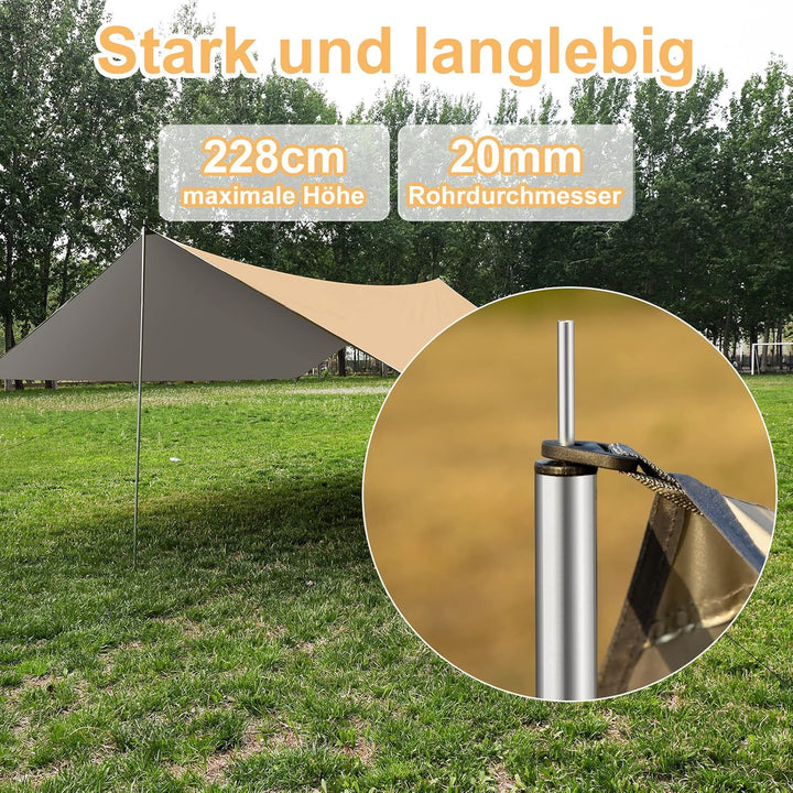 WADEO Camping Zeltplane wasserdicht 4 x 3 m, Plane Regenfliege mit Stangen Heringen Zeltspannleinen,
