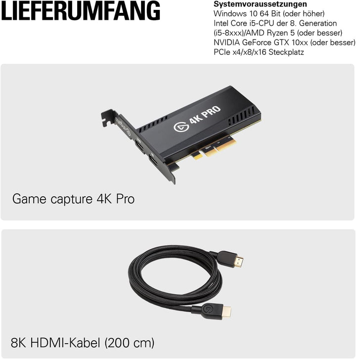 Elgato 4K Pro, Interne Capture-Karte: 8K60-Passthrough/4K60 HDR10 mit ultraniedriger Latenz auf PS5/