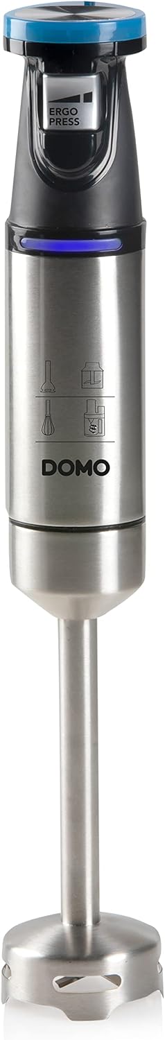 DOMO Stabmixer Set 4-in-1 - Ergo Press - Inklusive 4 Aufsätze: Mixstab, Schneebesen, Zerkleinerer, S