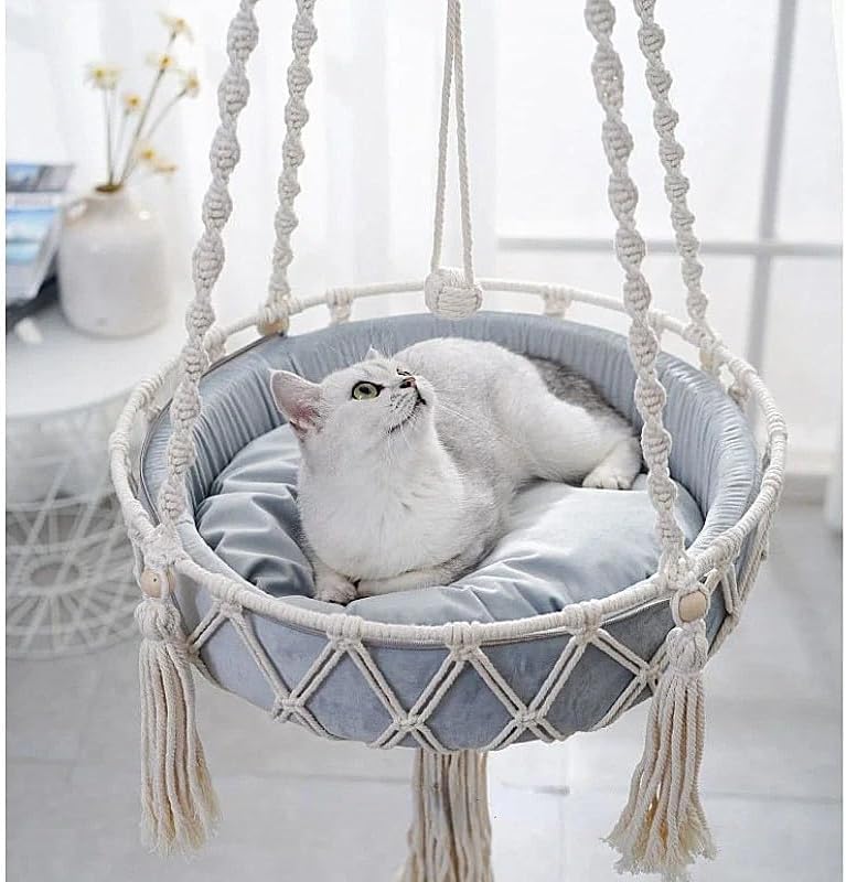 Nicoone Katze Hängematte,Baumwolle Katzenschaukelbett,Hängen Fenster Hängematte Bett Stricken Hängen