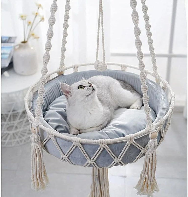 Nicoone Katze Hängematte,Baumwolle Katzenschaukelbett,Hängen Fenster Hängematte Bett Stricken Hängen