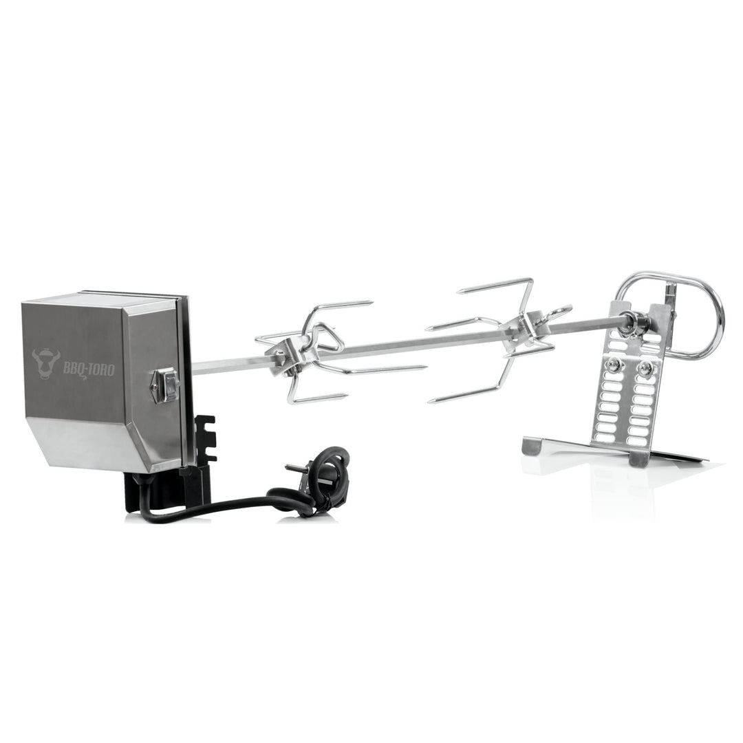 BBQ-Toro Edelstahl Grillspiess Set | 70 cm | Spiess Set inkl. Edelstahl Motor, 220V - 240V, inkl. 2