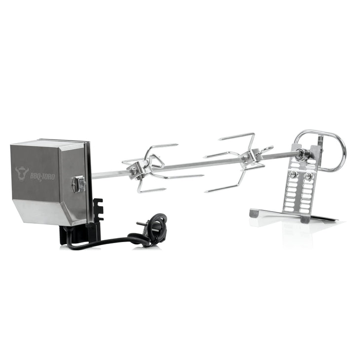 BBQ-Toro Edelstahl Grillspiess Set | 70 cm | Spiess Set inkl. Edelstahl Motor, 220V - 240V, inkl. 2