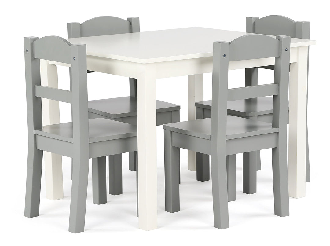 Humble Crew schicker Holztisch für Kinder, Weiss/Grau! Mit 4 Stühlen, ideal für Kinderzimmer. Jetzt