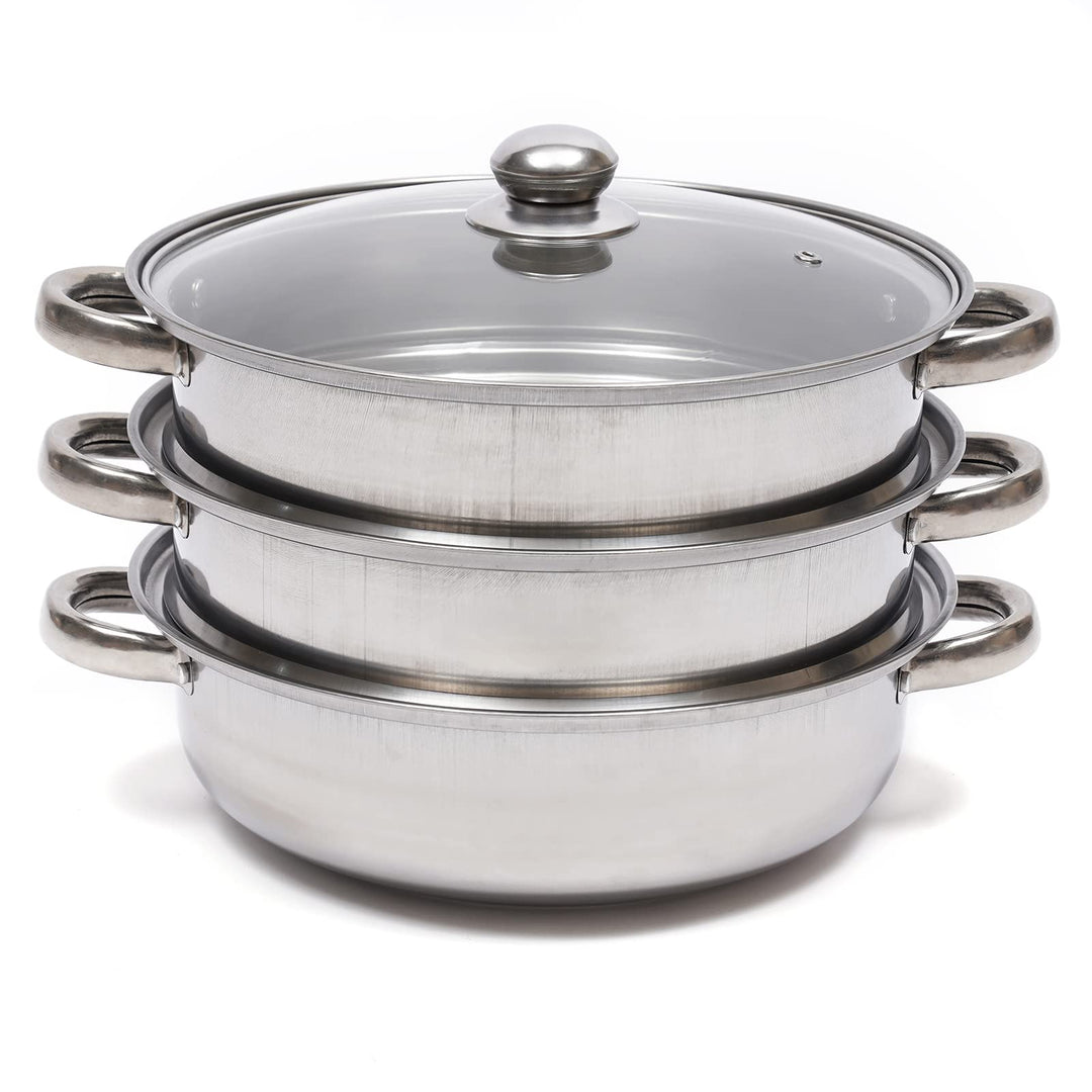 3-Schicht-Edelstahl-Dampfgarer Schnellkochtopf Dampfgarer mit Glasdeckel 28cm Suppen-Dampfgarer