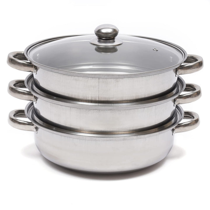 3-Schicht-Edelstahl-Dampfgarer Schnellkochtopf Dampfgarer mit Glasdeckel 28cm Suppen-Dampfgarer