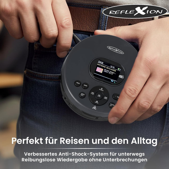 Reflexion PCD540DAB Tragbarer CD-Player, Discman, Walkman mit DAB+/PLL-FM-Radio - Antishock-System -