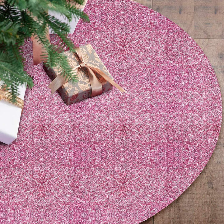 Weihnachtsbaum Decke Rosa,122 cm Pink Weihnachtsbaum Rock Rund, Tannenbaum Decke mit Doppellagigen P