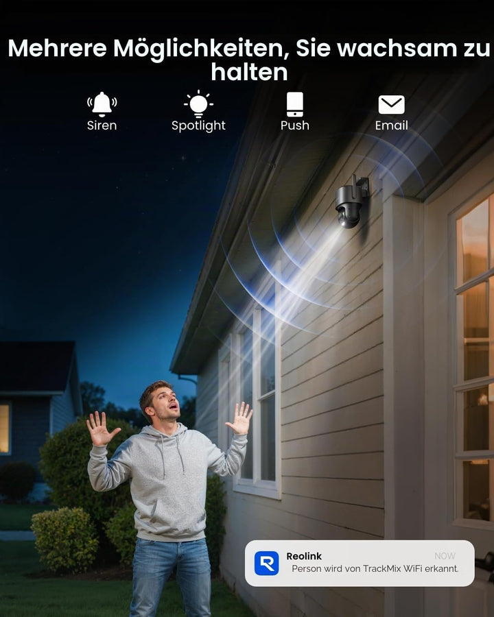 Reolink 4K 8MP Wi-Fi 6 PTZ Überwachungskamera Aussen WLAN mit Auto-Tracking-Zoom, Dual-Objektiv, Dua