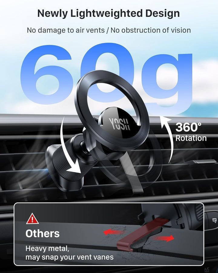 YOSH für MagSafe Autohalterung Lüftung, NEU Leichtbauweise Magnetische Auto-Telefonhalterung, 360° d