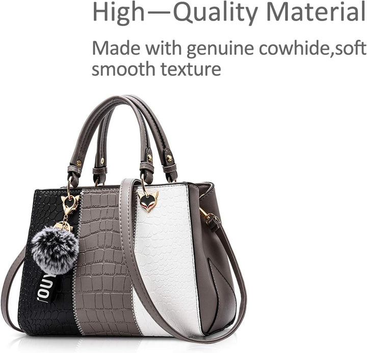 NICOLE & DORIS 2024 Neue Frauen Tasche Damen Leder Handtasche Mode Umhängetasche Mit Pompon abnehmba