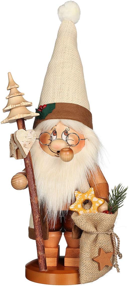 Räuchermännchen Wichtel Weihnachtsmann mit Stab - 39cm - Original Erzgebirge Räuchermann - Christian
