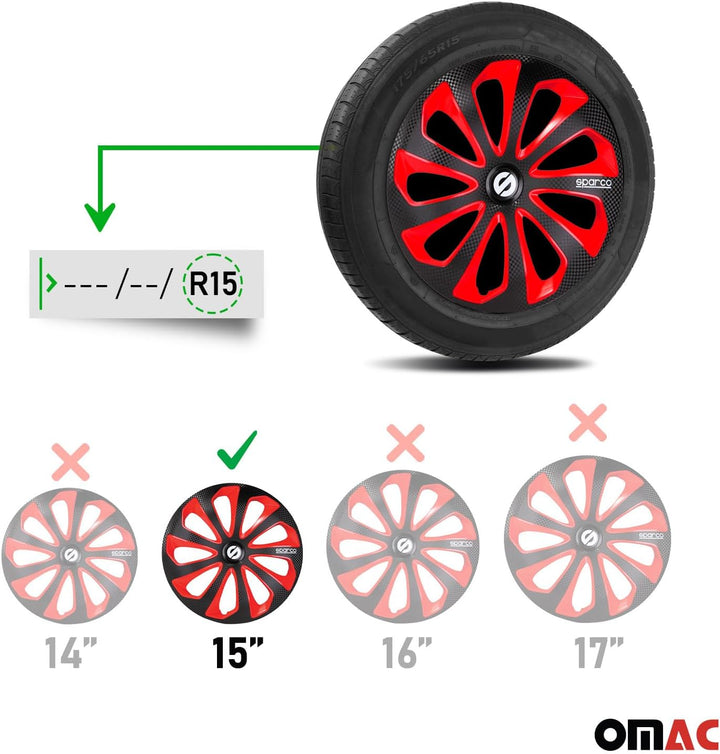 Satz Sparco Radzierblenden Sicilia 15-Zoll Schwarz/Rot/Karbon
