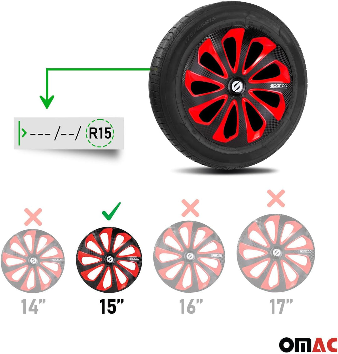 Satz Sparco Radzierblenden Sicilia 15-Zoll Schwarz/Rot/Karbon