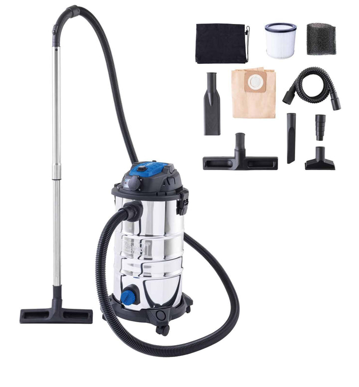 Scheppach Nass- / Trockensauger VC30 Premium | 30L Edelstahlbehälter & Zubehör | 1200W Leistung | 20