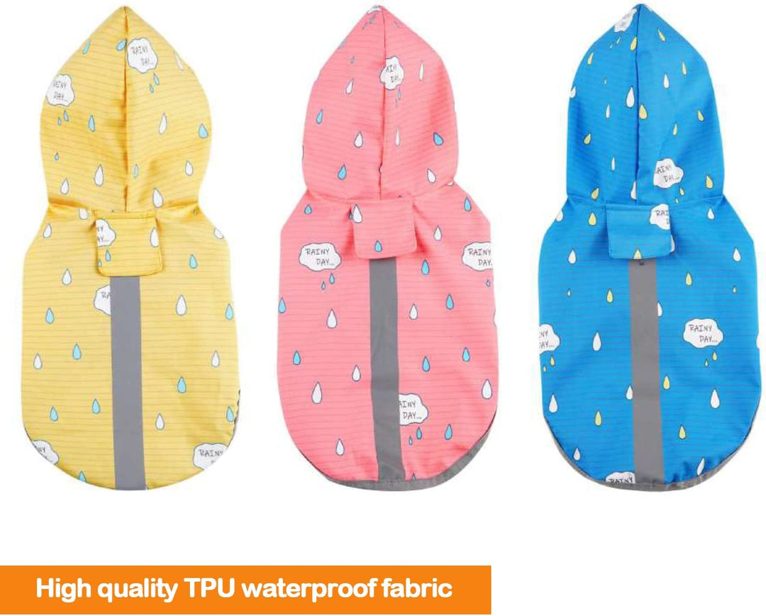 BPS Wasserdichte Regenjacke für Haustiere, Hunde, mit Kapuze, Tasche für kleine, mittelgrosse und gr