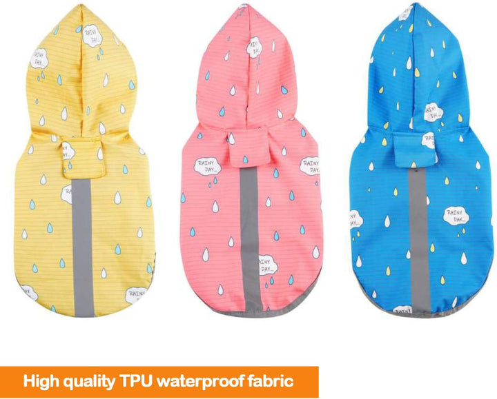BPS Wasserdichte Regenjacke für Haustiere, Hunde, mit Kapuze, Tasche für kleine, mittelgrosse und gr