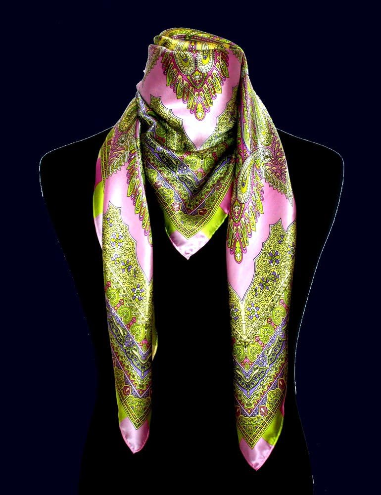 Lorenzo Cana Luxus Damen Seidentuch aufwändig bedrucktes Tuch 100% Seide 100 x 100 cm harmonische Fa