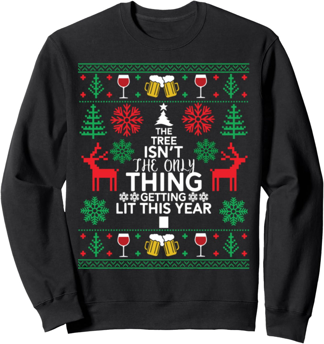 Funny Drinking Tree beer Ugly Christmas Sweaters Sweatshirt