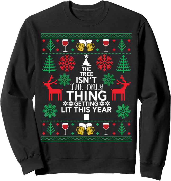 Funny Drinking Tree beer Ugly Christmas Sweaters Sweatshirt