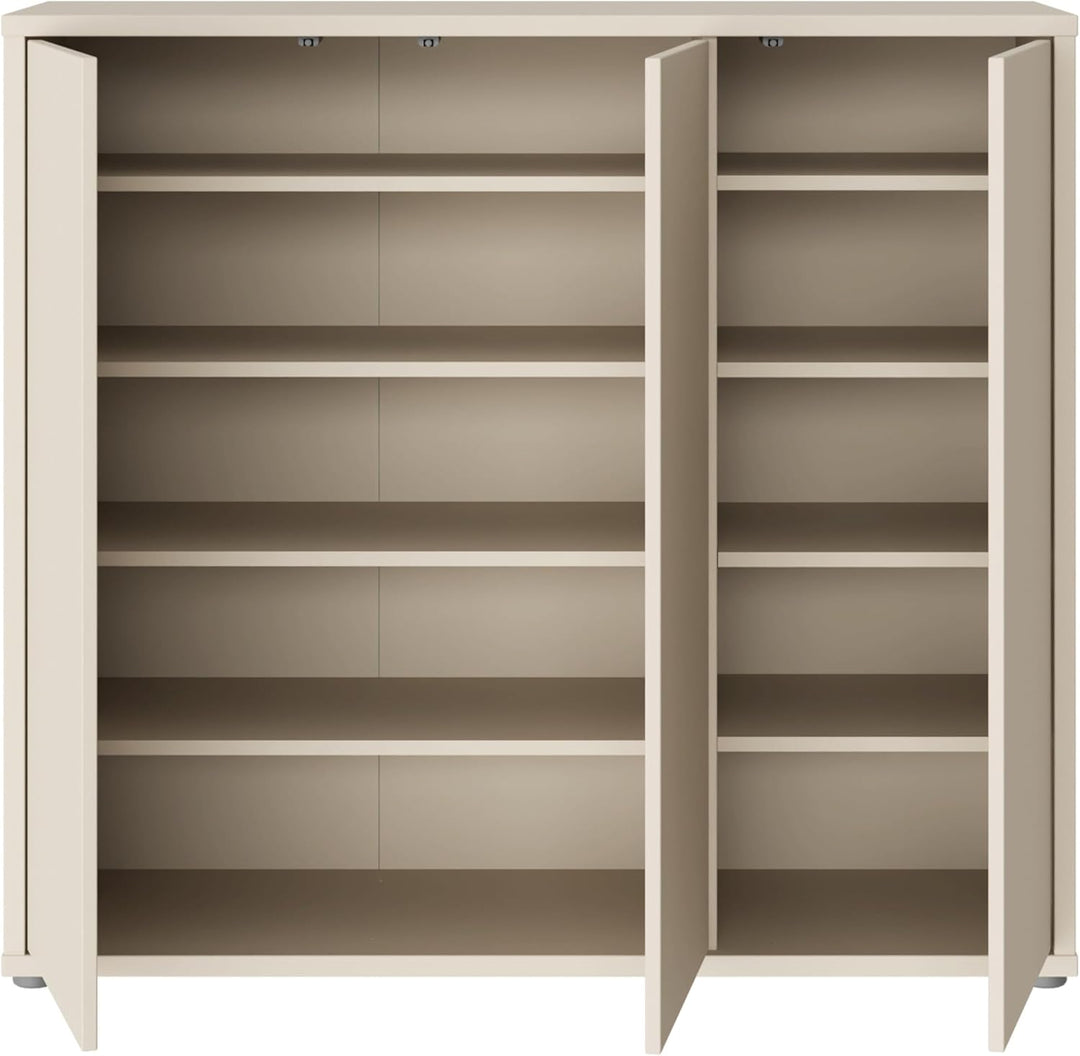 Forte Alice Springs Schuhschrank 100 110, Flurschrank mit 3 Türen und 8 Einlegeböden, Holzwerkstoff,