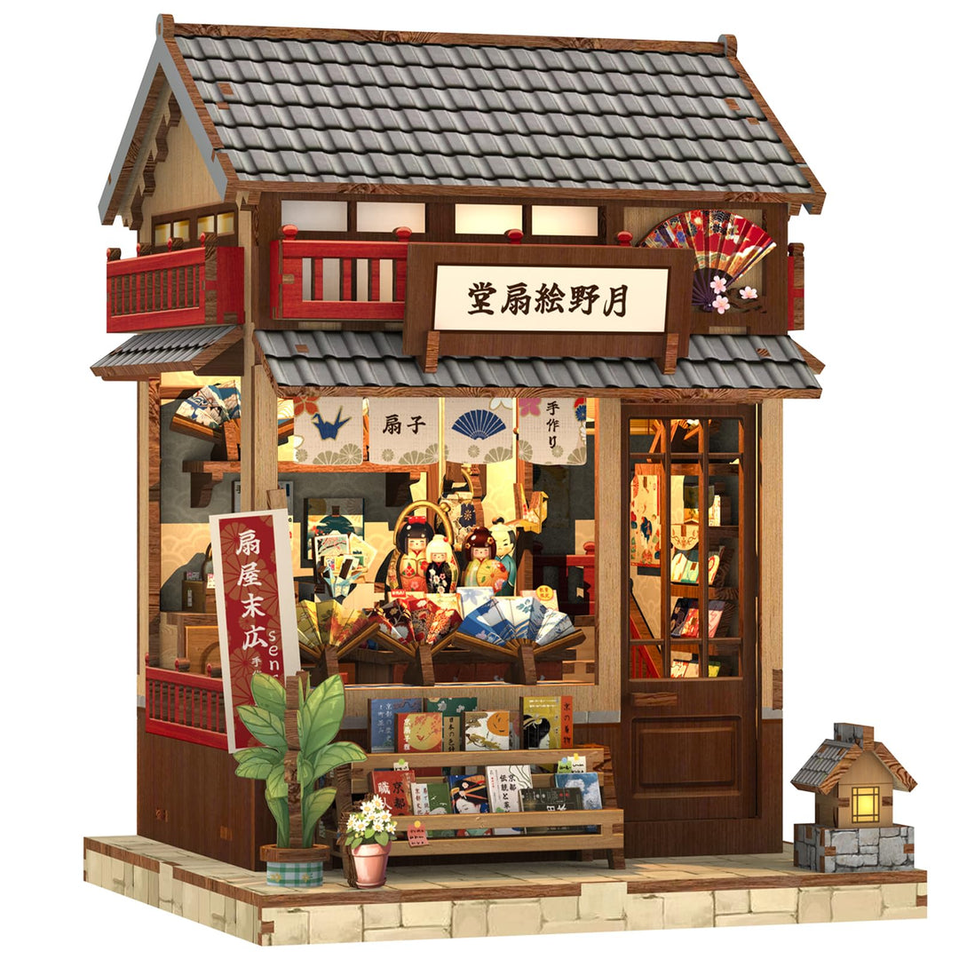 CUTEBEE Book Nook Kit für Erwachsene - DIY Miniatur Haus Japanischer Fächerladen, 3D Holzpuzzle zum