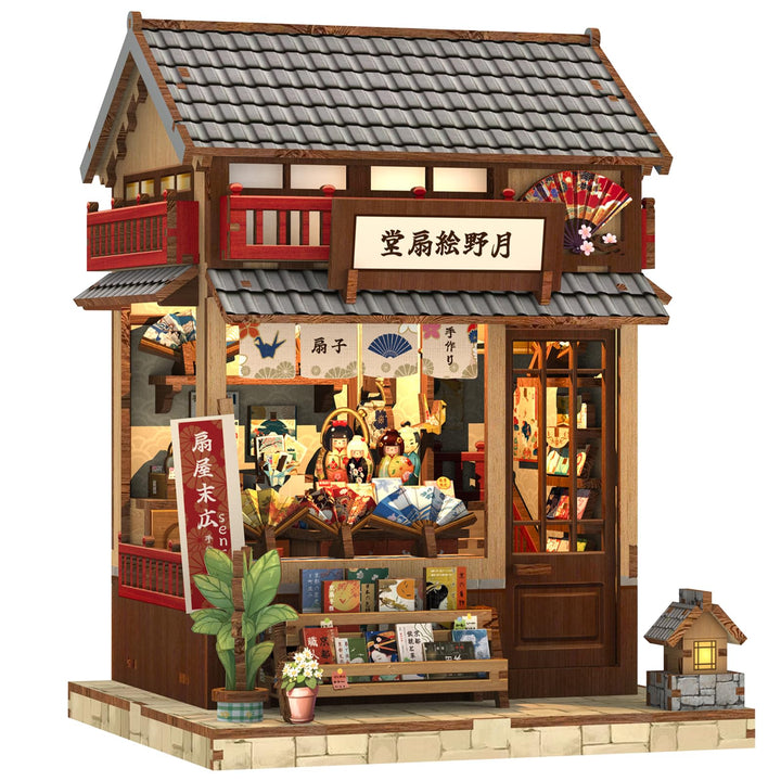 CUTEBEE Book Nook Kit für Erwachsene - DIY Miniatur Haus Japanischer Fächerladen, 3D Holzpuzzle zum