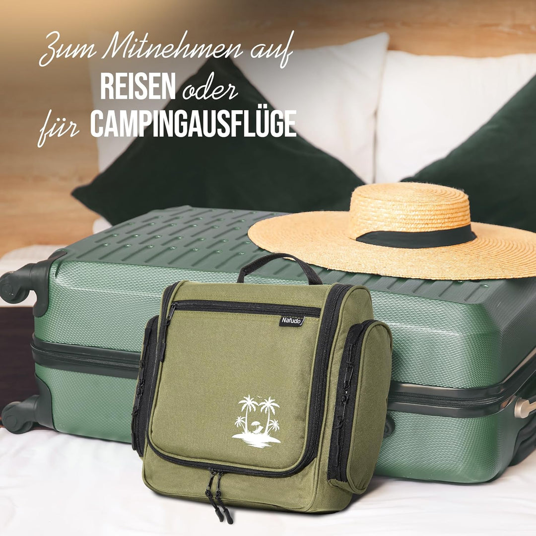 NAFUDO Kulturtasche | Grosser Kulturbeutel zum Aufhängen [Premium-FERTIGUNG] Waschtasche & Beautycas