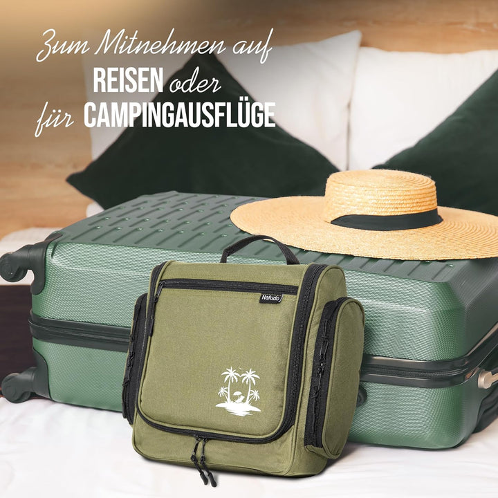 NAFUDO Kulturtasche | Grosser Kulturbeutel zum Aufhängen [Premium-FERTIGUNG] Waschtasche & Beautycas
