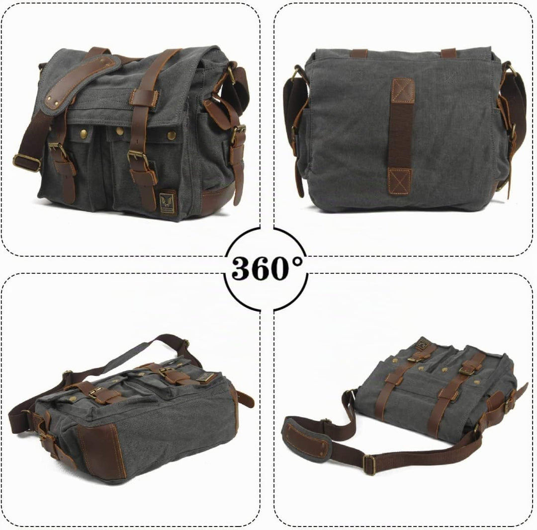 Eysee® Herren Canvas Schultertasche Umhängertasche 33cm (L) X 27cm(H) X 11cm(W) (Grau), Grau