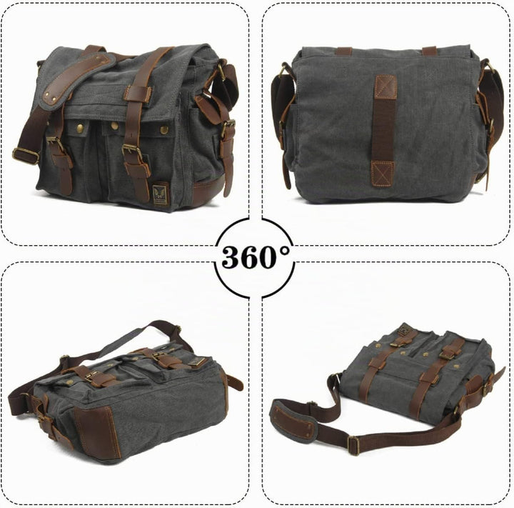 Eysee® Herren Canvas Schultertasche Umhängertasche 33cm (L) X 27cm(H) X 11cm(W) (Grau), Grau