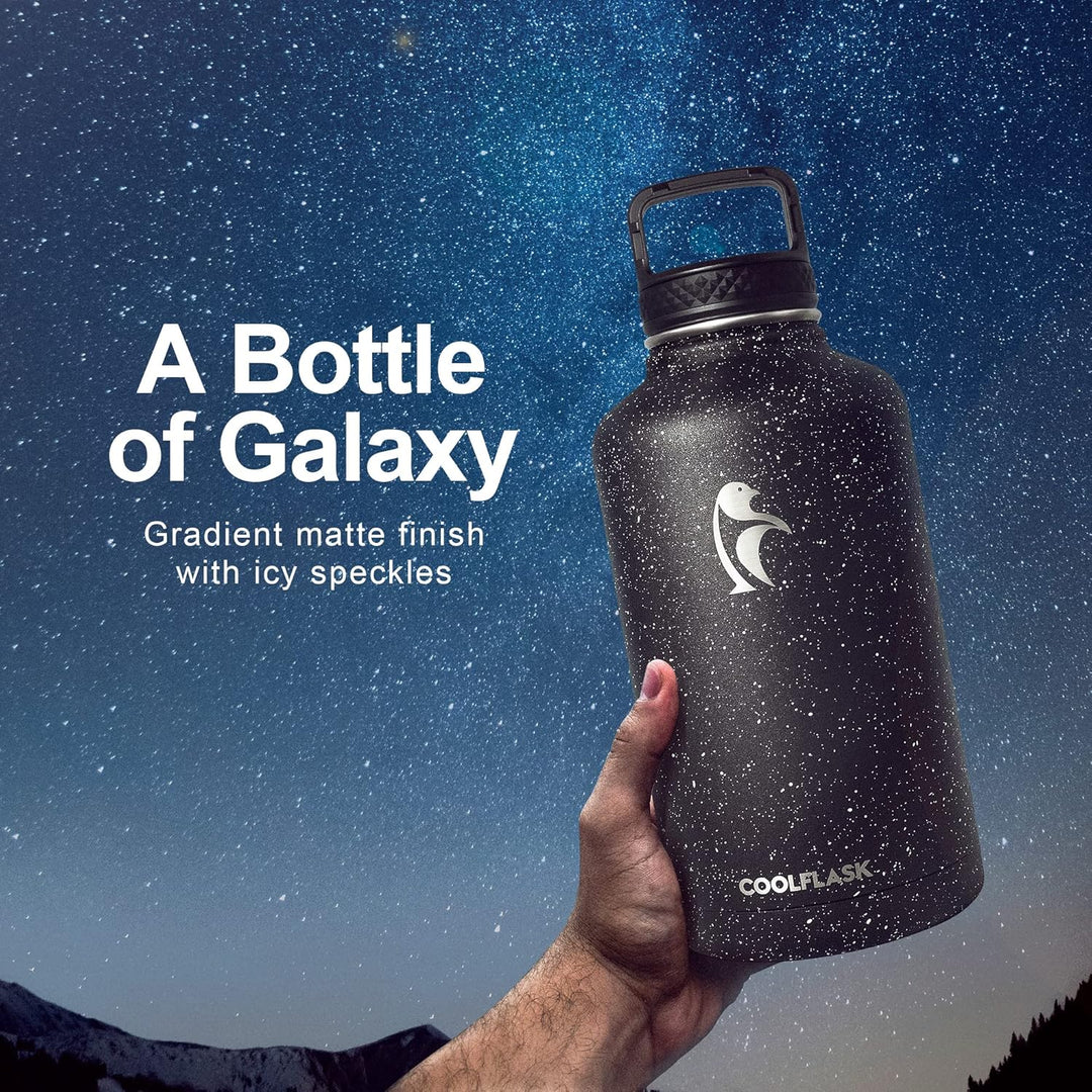 Coolflask Isolierte Wasserflasche 2L, Halbe Gallone Wasserkrug mit Strohhalm & 3 Deckel, Grosse Isol