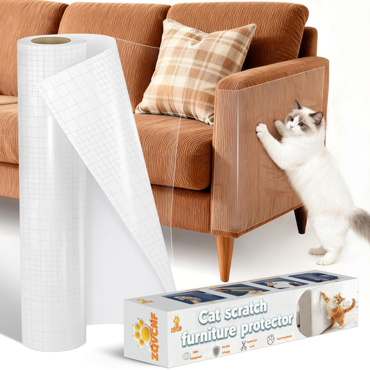Katzen Kratzschutzfolie Transparent 43cm x 5m: ZQVCNF Selbstklebendes Anti-Kratz Tape für Sofa, Möbe