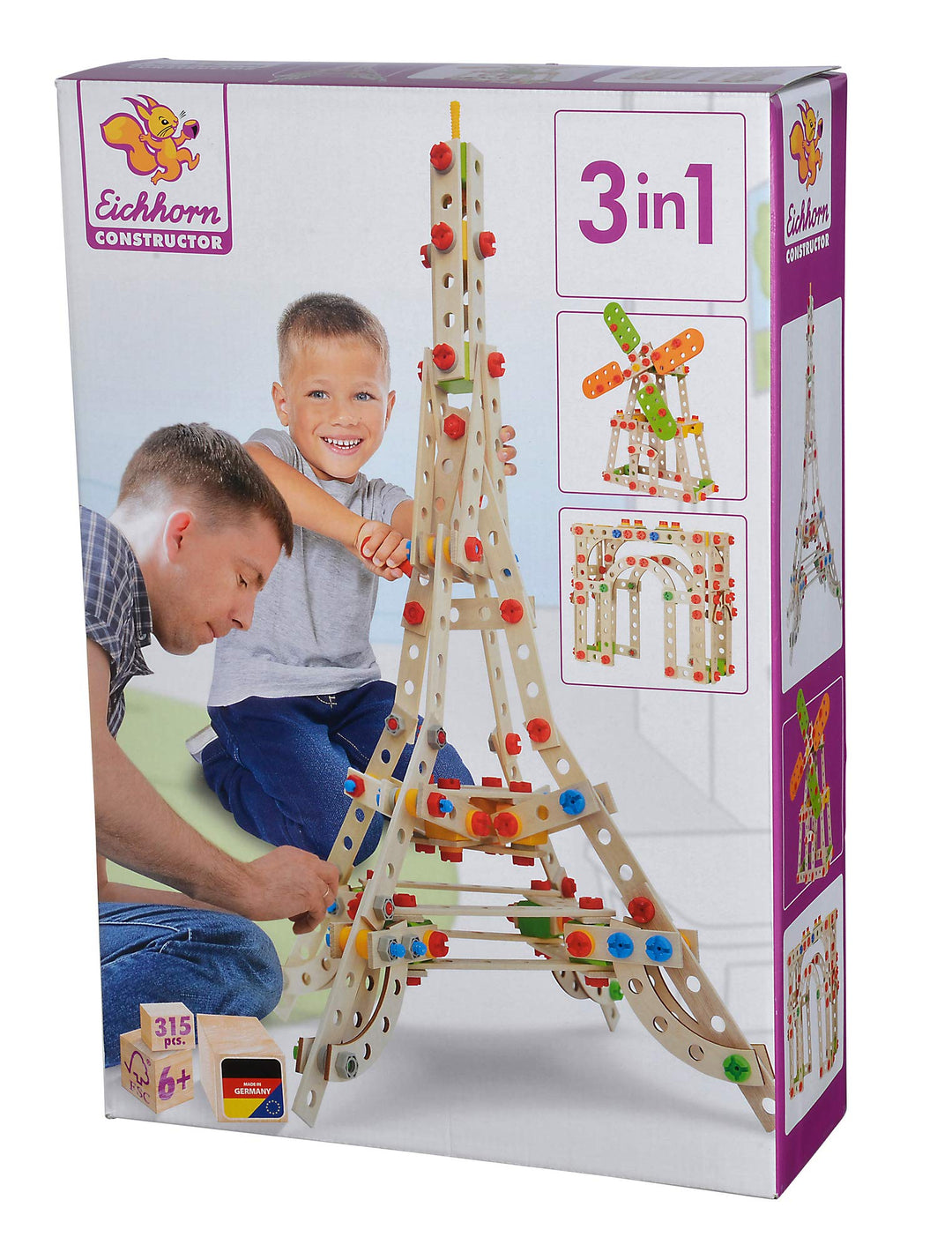 Eichhorn 100039091 - Constructor Eiffelturm, 3 Modellvarianten möglich, 300-tlg., FSC 100% Zertifizi