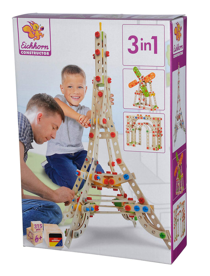 Eichhorn 100039091 - Constructor Eiffelturm, 3 Modellvarianten möglich, 300-tlg., FSC 100% Zertifizi
