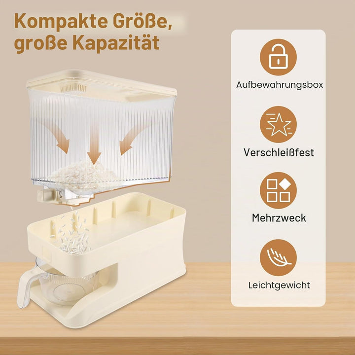 10 Kg Reisspender Müslispender mit Spülen Becher Aufbewahrung Eimer Haushalt Box Vorratsbehälter für