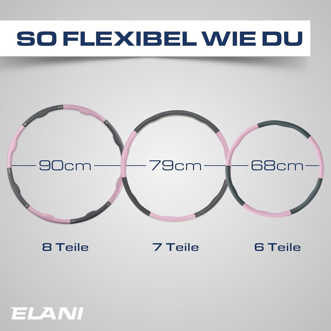 ELANI Hula Hoop Reifen Erwachsene - 90cm Durchmesser, mit Wellenform und Trainingsguide, indiv. anpa