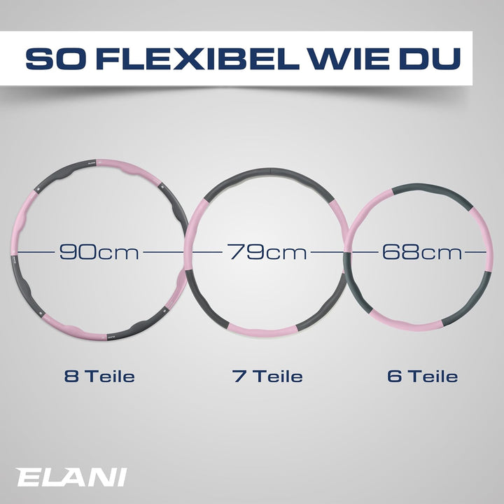 ELANI Hula Hoop Reifen Erwachsene - 90cm Durchmesser, mit Wellenform und Trainingsguide, indiv. anpa