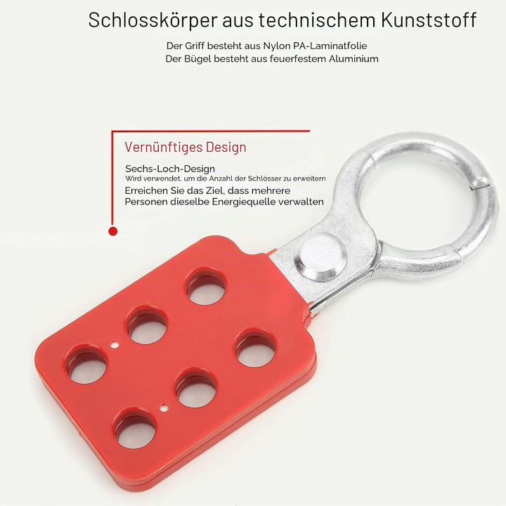 10 Stück Verriegelungshaspe, 6 Löcher Aluminium Lock Out Haspe Sicherheitsschloss Haspen Lock lockin