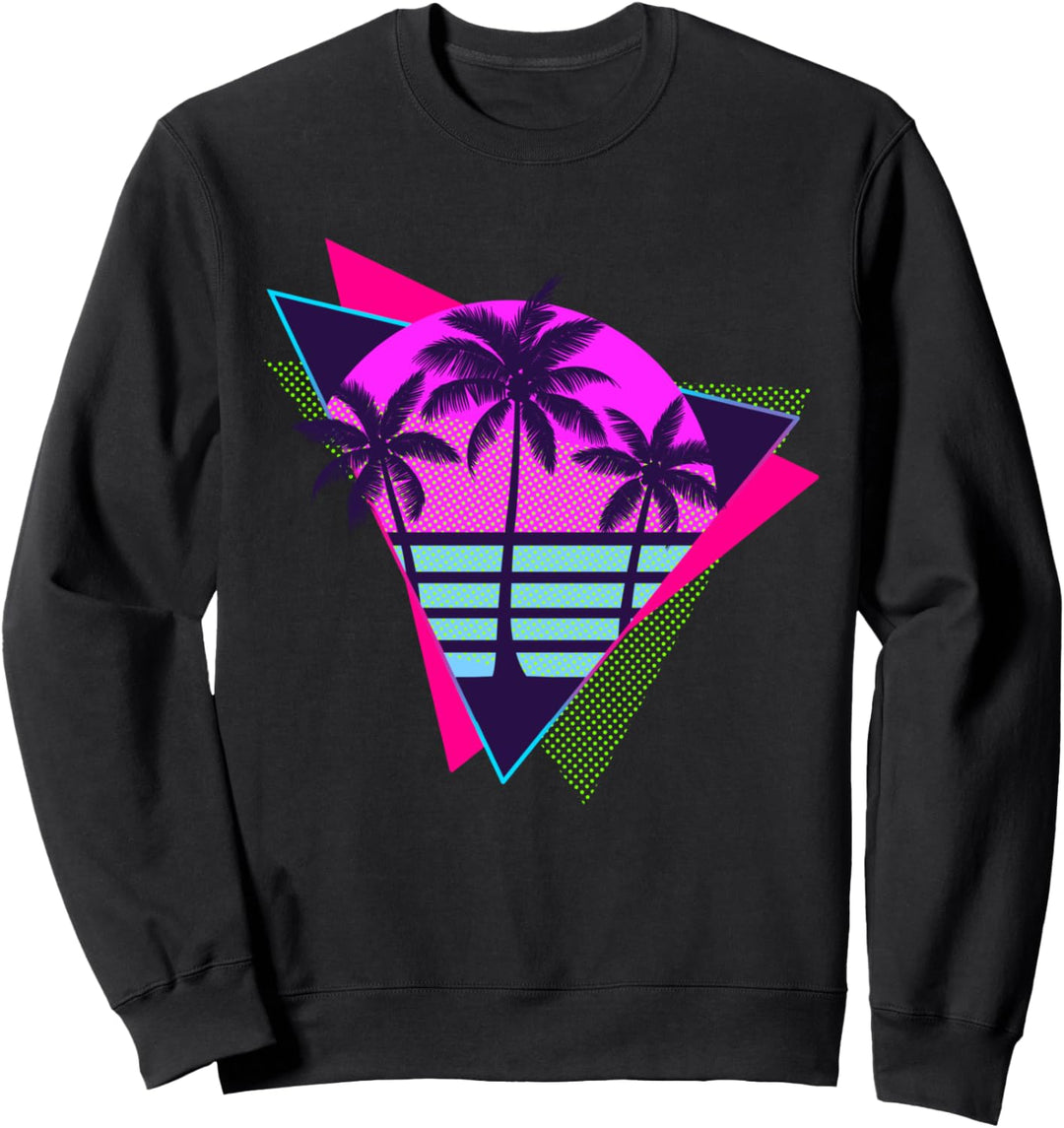 Ästhetische Vaporwave Musik Palmen Sonne Retrowave Synthwave Sweatshirt