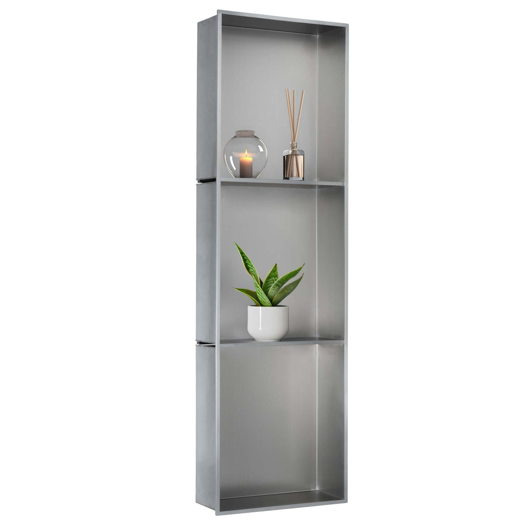 Wandnische Edelstahl 30x100x12cm wandbündige Nische – Moderne Duschnische, Keine Fliesen Erforderlic