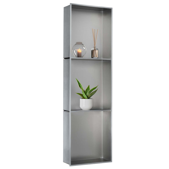 Wandnische Edelstahl 30x100x12cm wandbündige Nische – Moderne Duschnische, Keine Fliesen Erforderlic