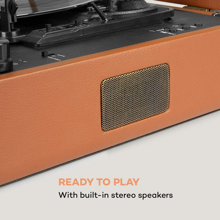 auna Jerry Lee Retro Plattenspieler - Schallplattenspieler mit Stereolautsprecher, Vinyl Player mit