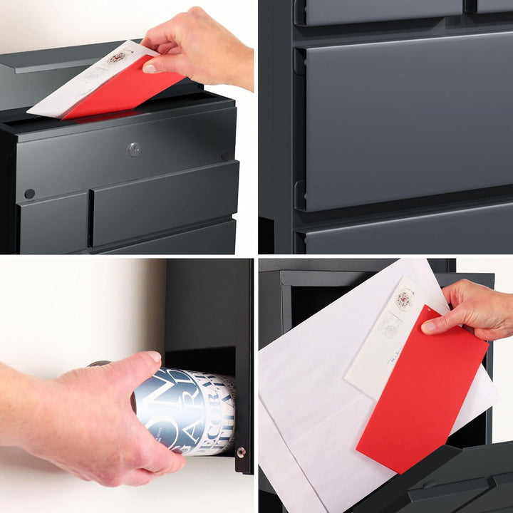 Forgard wetterfester Briefkasten mit Zeitungsfach, Briefbox, Zinkstahl Wandbriefkasten mit Schloss,