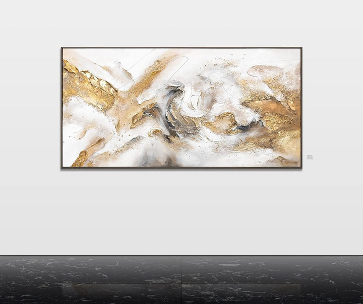 YS-Art XXL Design Abstrakt Acryl Gemälde auf Leinwand mit Rahmen Konsonanz handgemalte Wandbilder Wo
