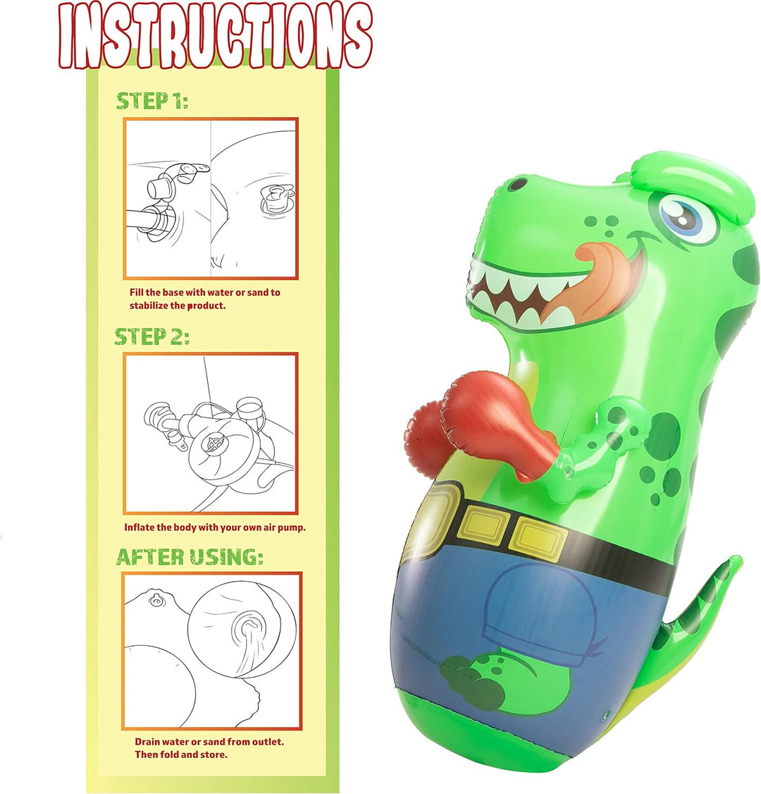 JOYIN Aufblasbarer Boxsack für Kinder und Erwachsene,T-Rex Dinosaurier Bopper 47 Zoll, Freistehendes