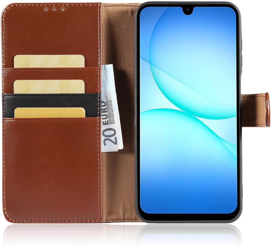 LENSUN Echtleder Hülle für Samsung Galaxy A17 5G, Handyhülle [Echtes Leder][RFID Schutz][Multi-Walle