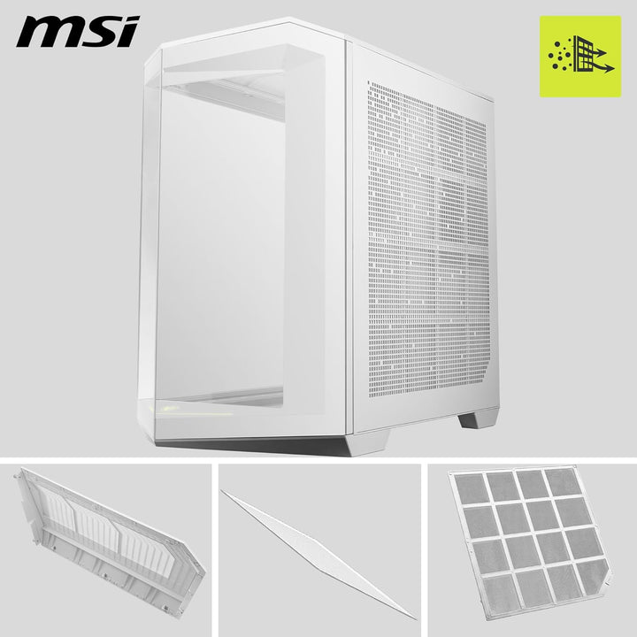 MSI MAG PANO 100R PZ Weiss ATX PC-Gehäuse - ATX-Kapazität &amp; Back-Connect Mainboard Unterstützung, Ve