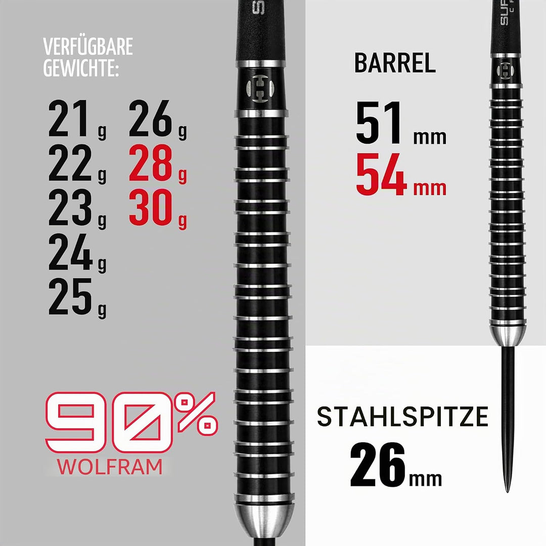 Harrows Steel Darts Supergrip Ultra 90% Tungsten Steeltip Dart Steeldart Hochwertiger Tungsten Dart