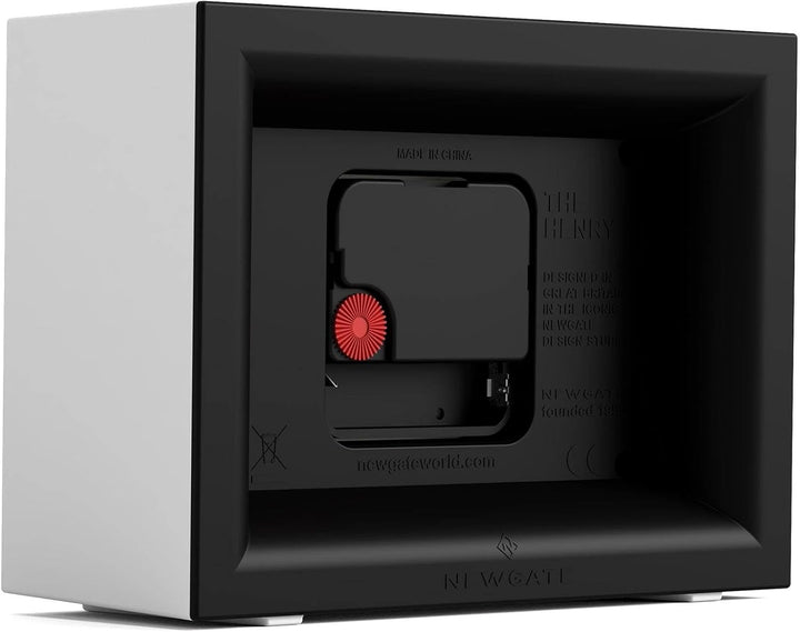 NEWGATE® Henry Schreibtisch Uhr | Zeitgenössisches rechteckiges Design | Weiss | Leicht lesbare nunb